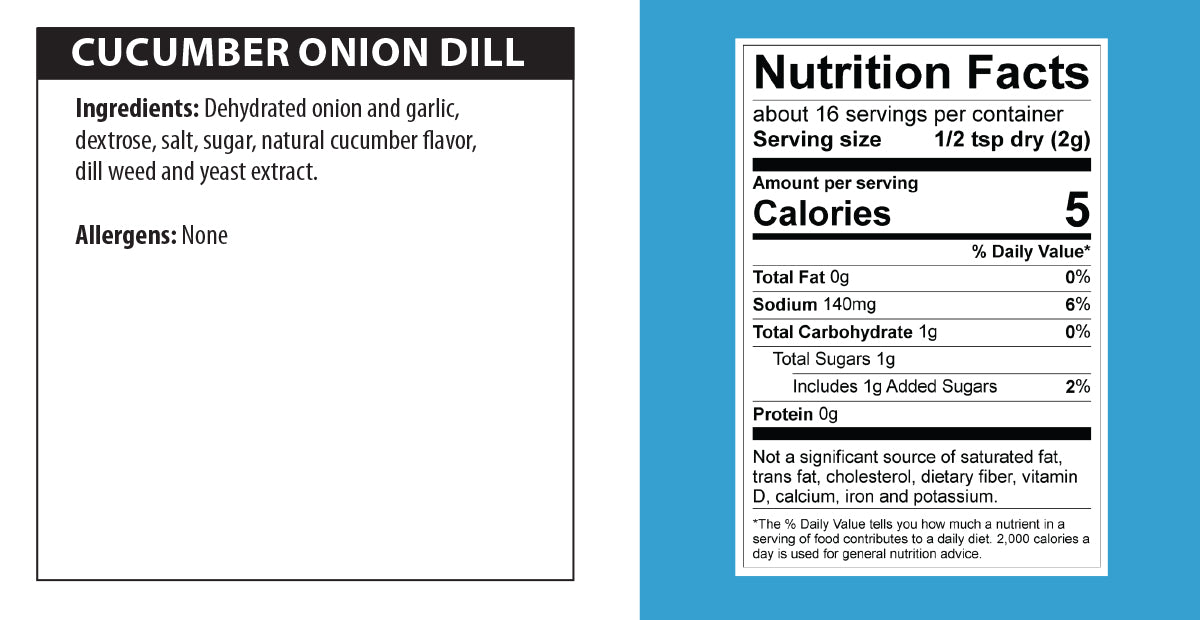 Cucumber Onion Dill dip nutrition facts.