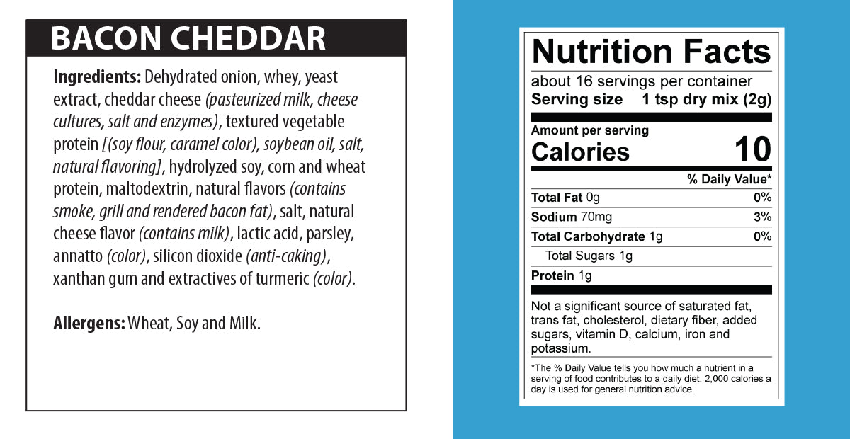 Bacon Cheddar Dip nutrition facts.