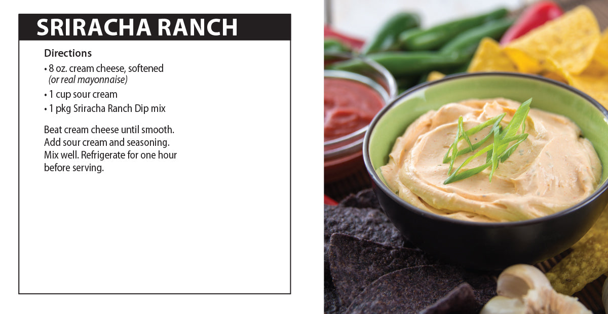 Sriracha Ranch Dip directions.
