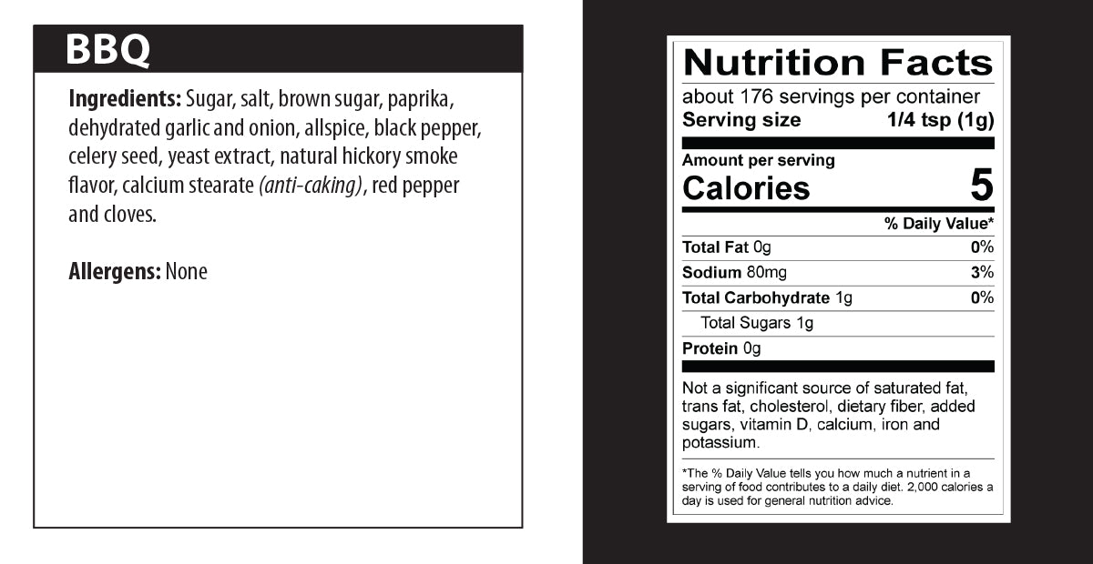 BBQ Seasoning nutrition facts.