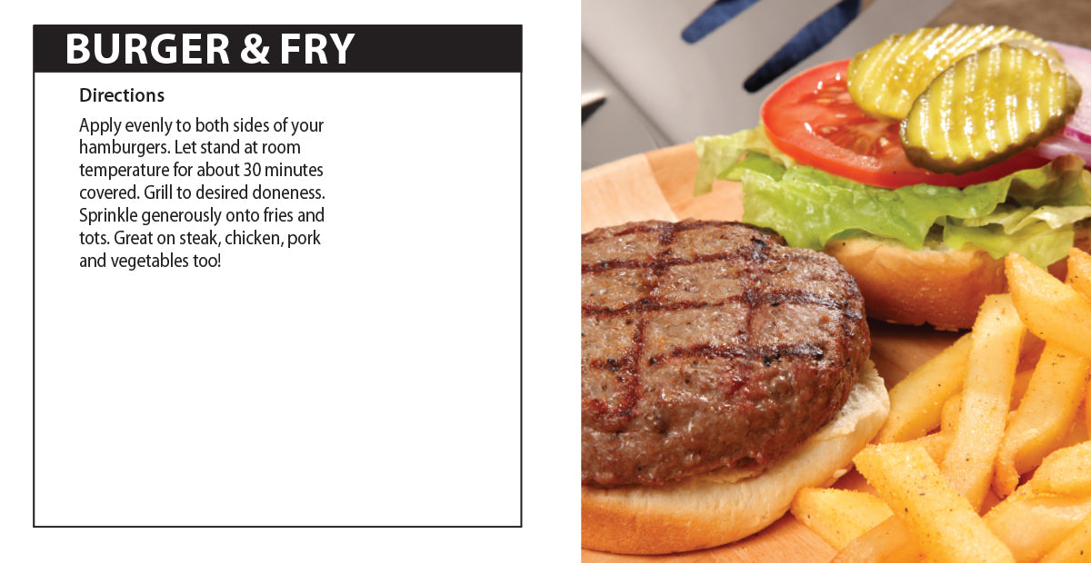 Burger and Fry Seasoning directions.