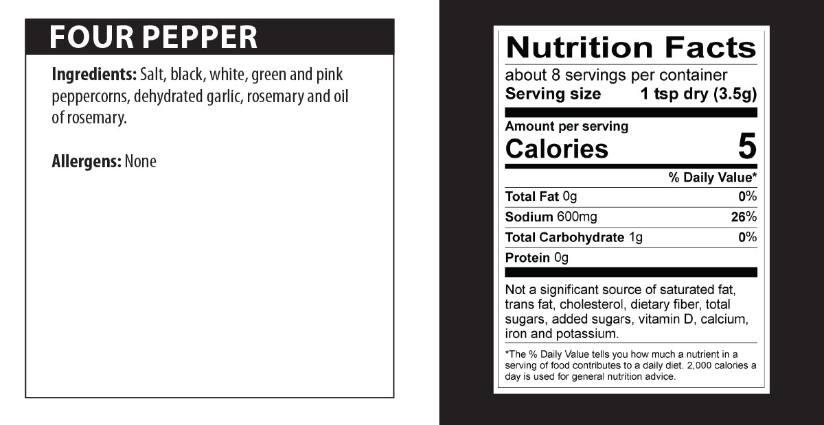 Four Pepper Marinade nutrition facts.