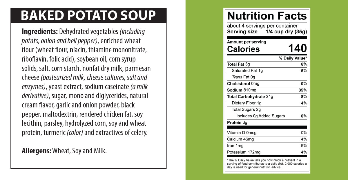Baked Potato Soup nutrition facts.