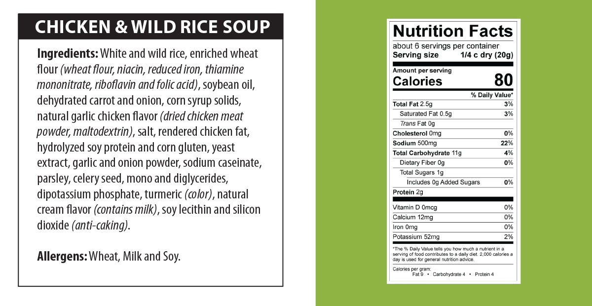 Chicken and Wild Rice Soup nutrition facts.