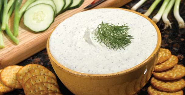 This refreshing dip is made with a cucumber onion