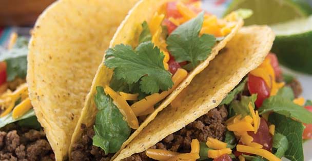 Picture of beef tacos made with Mexican Seasoning.